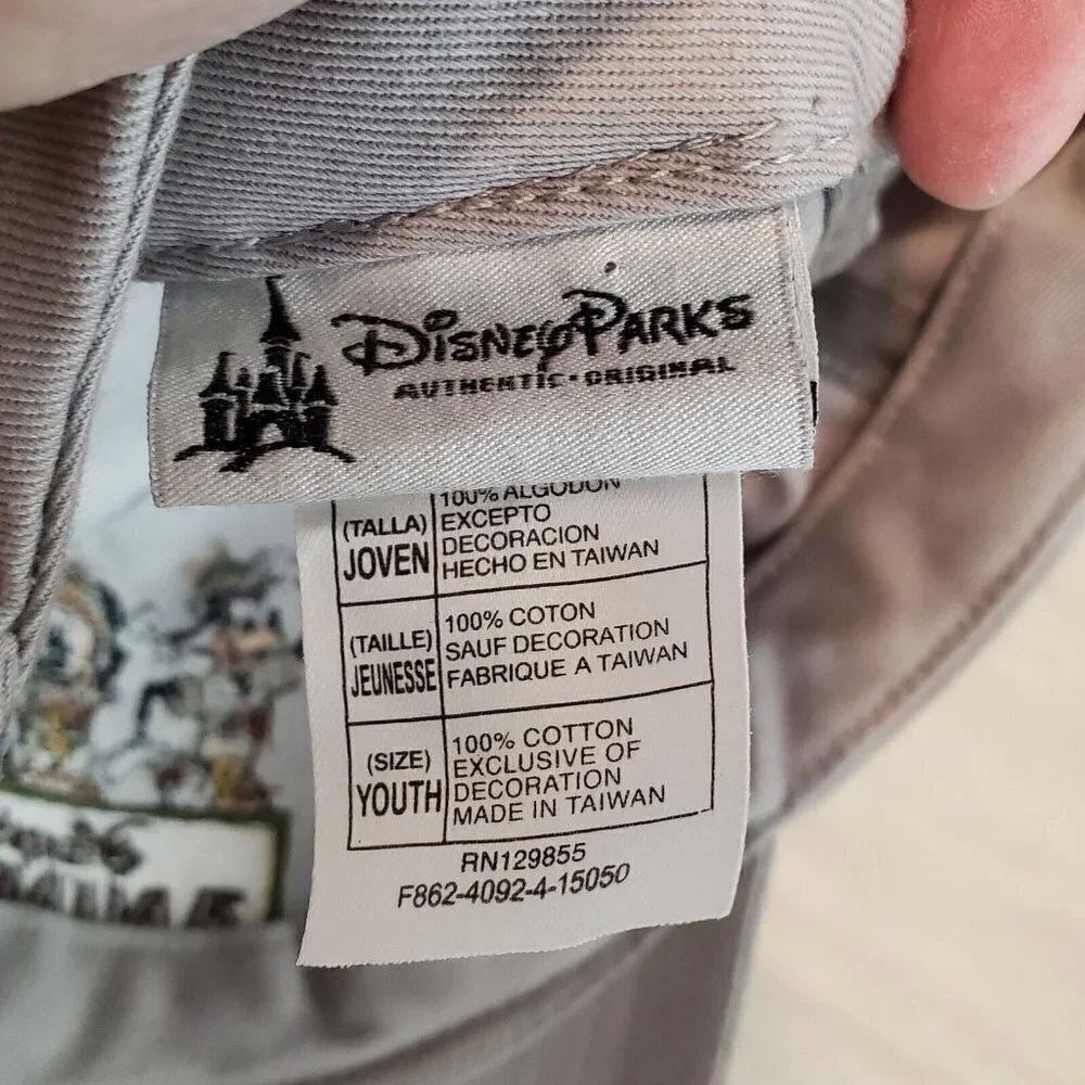 Disney Animal‎ Kingdom Hat Baseball Cap Gray Size Youth Mickey Mouse Hook & Loop
